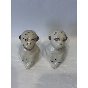 Vintage hand painted ceramic monkey salt and pepper shakers